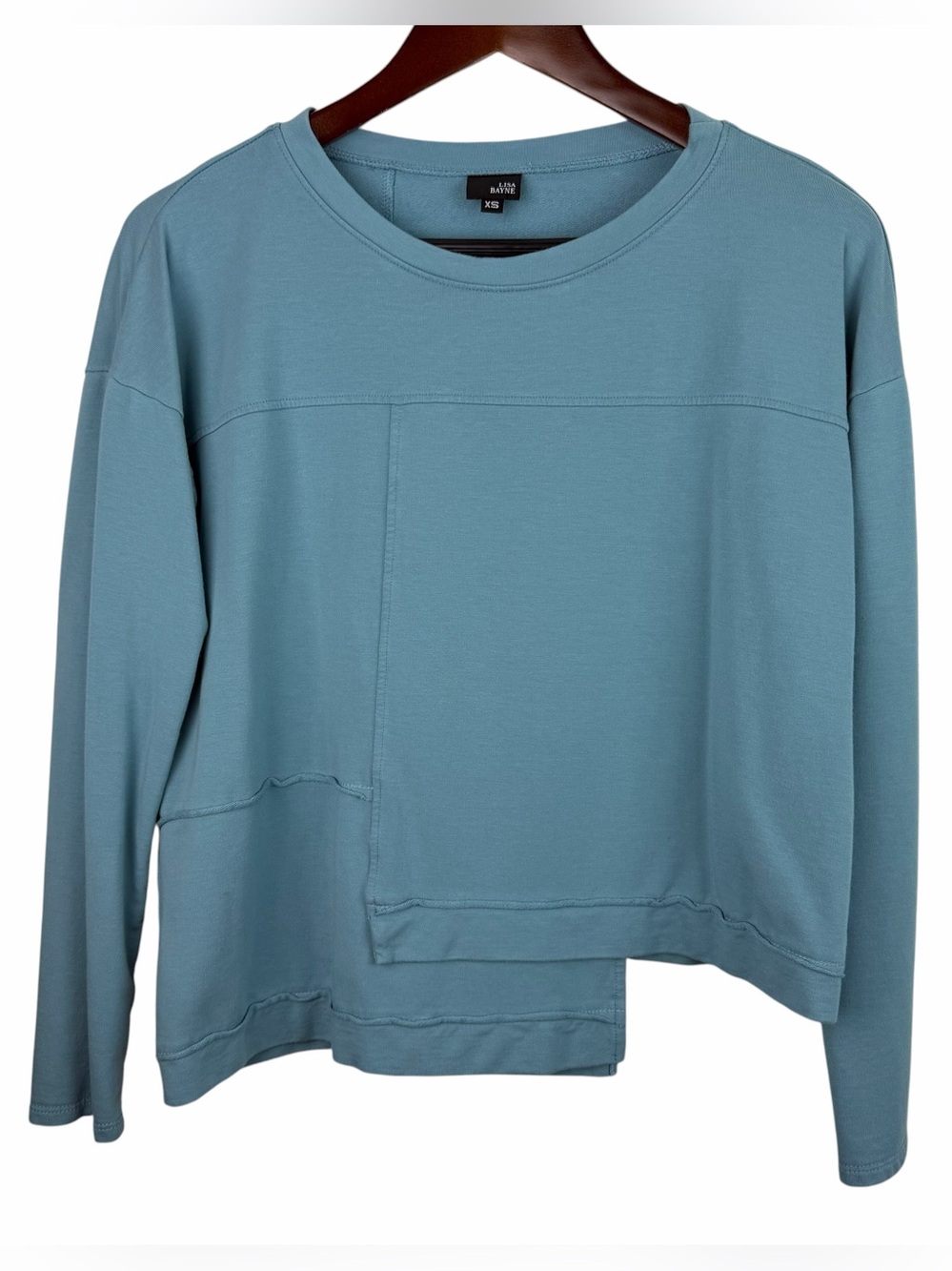 Lisa Bayne | Blue Asymmetrical Hem Bamboo Blend Top